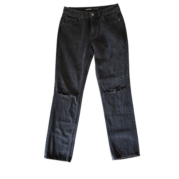 GrIfrnd The Kate size 24 Low Rise Slim Crop Jeans Distressed Black Straight - Picture 2 of 12